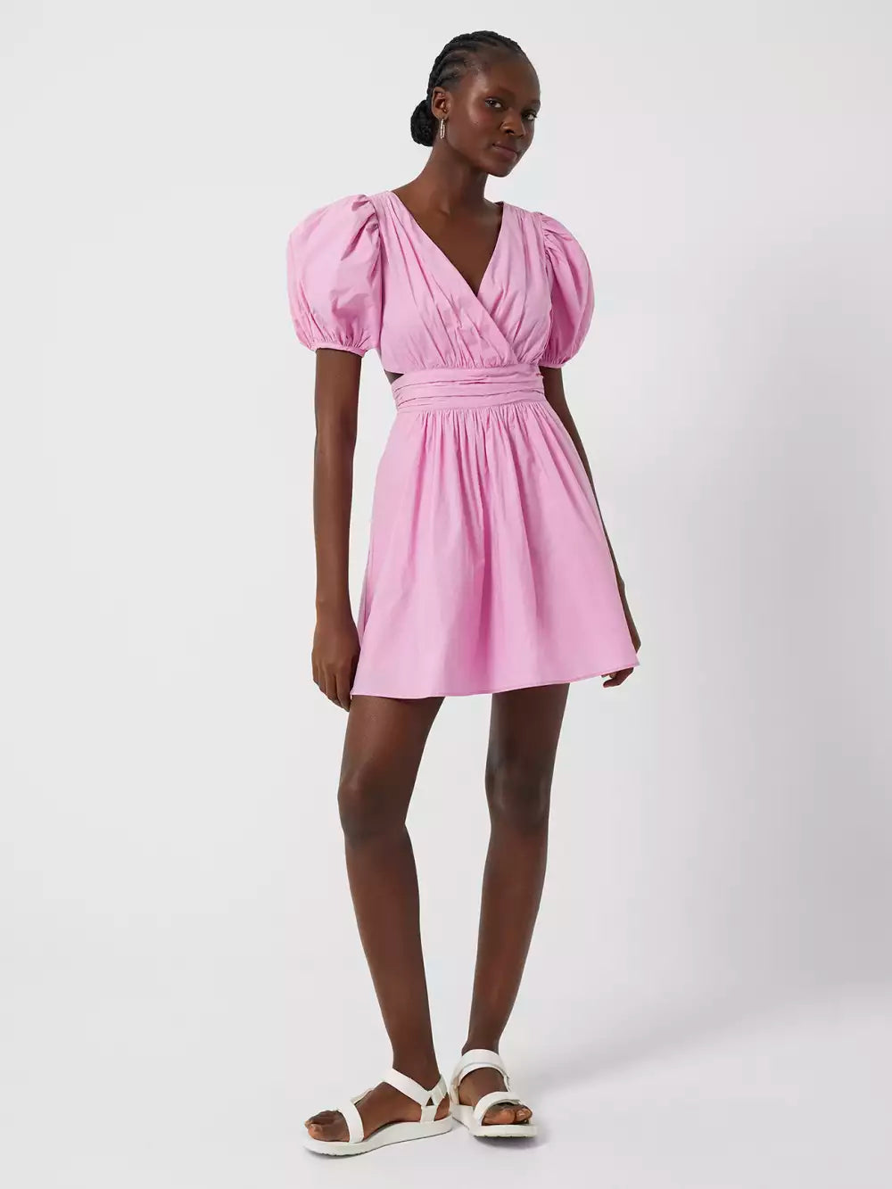 French Connection Rhodes Poplin V-Neck Mini Dress Pink product image