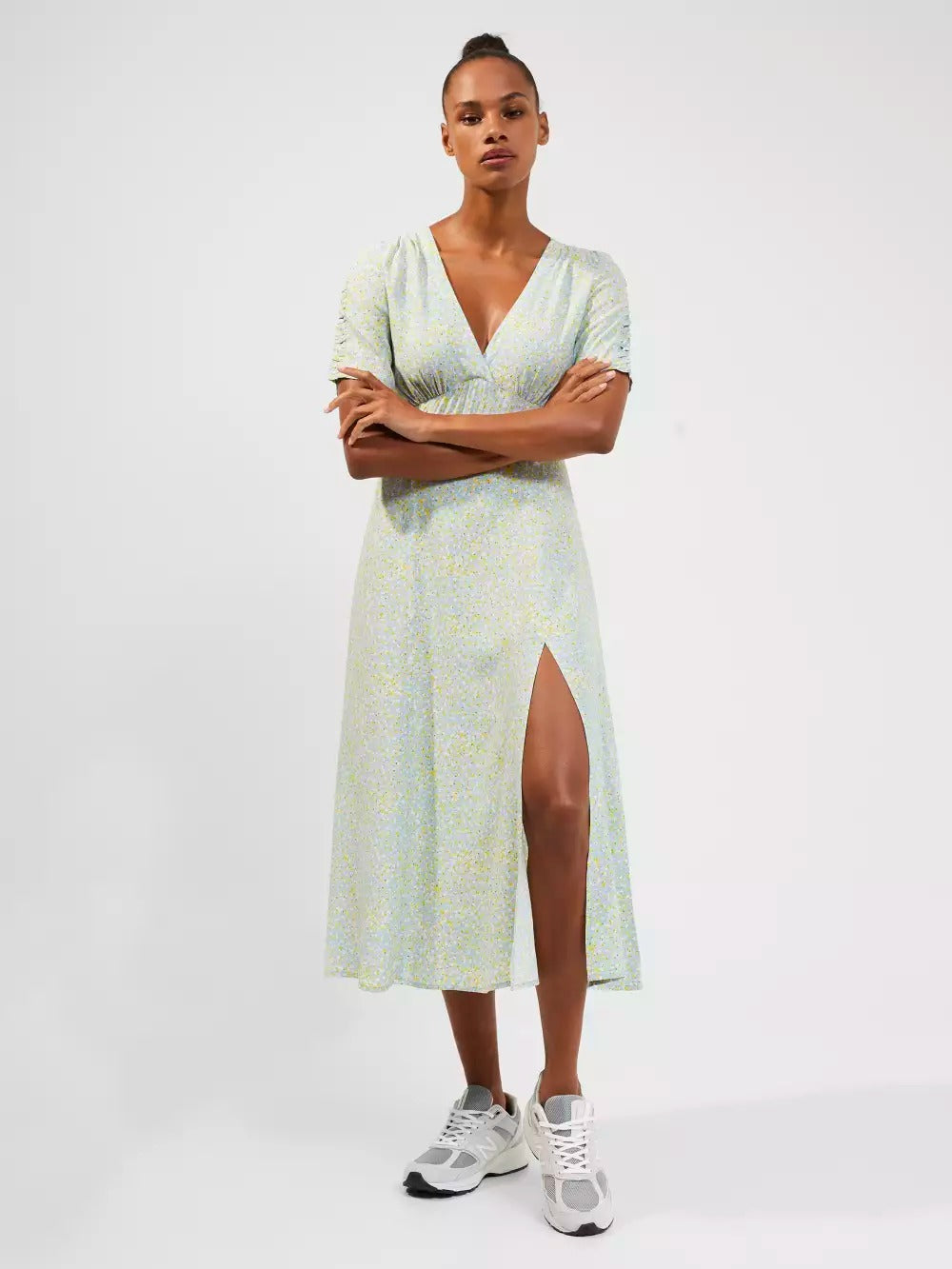 French Connection Stacie Daisy Drape Midi Dress Forget Me Not product image
