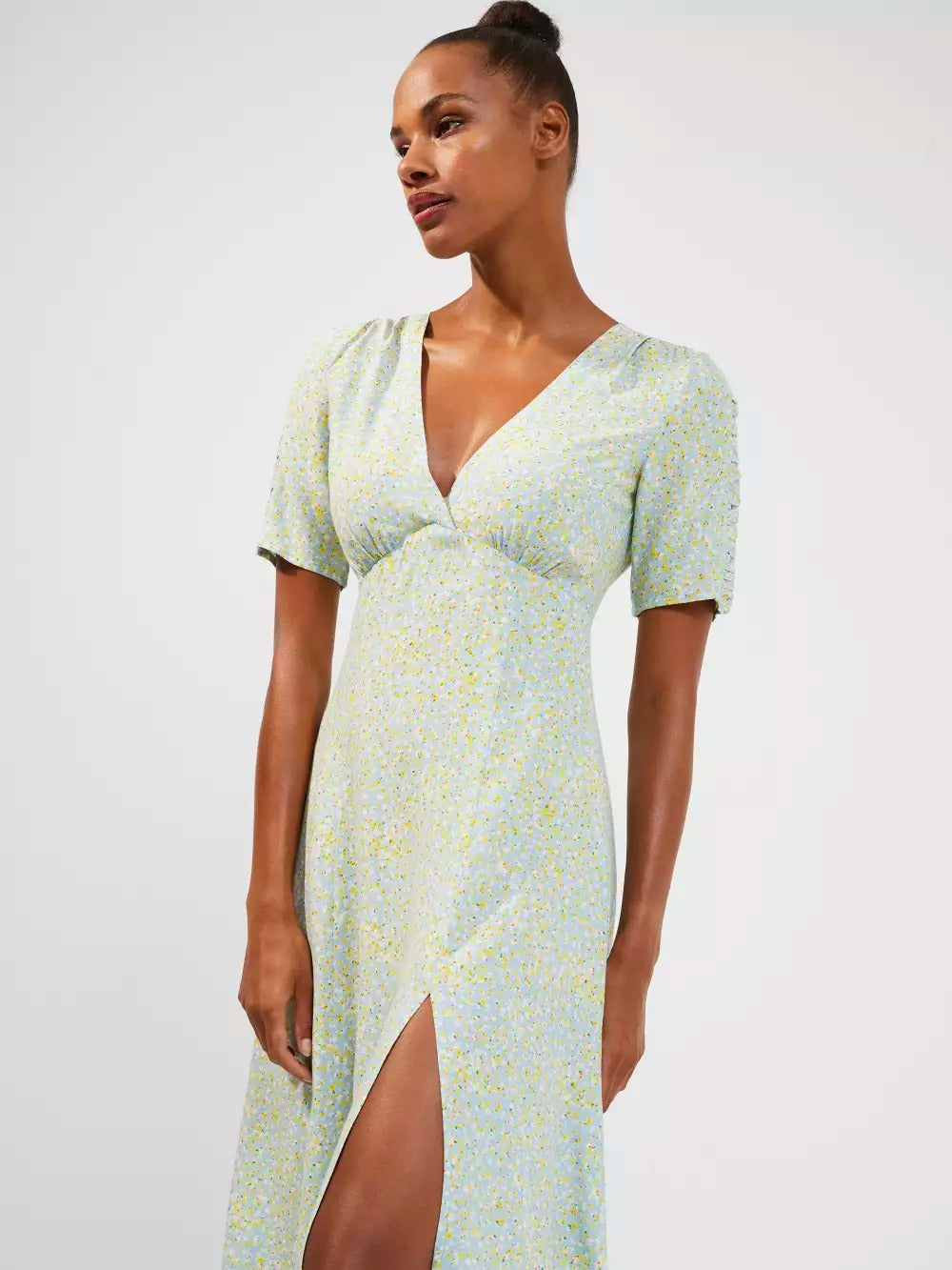 French Connection Stacie Daisy Drape Midi Dress Forget Me Not product image