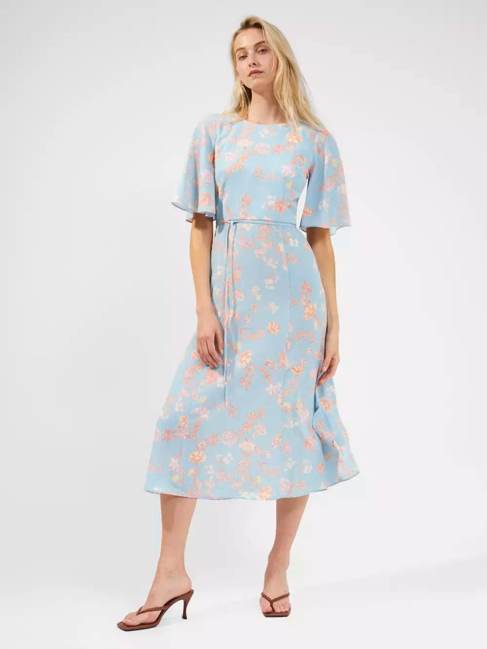 French Connection Diana Verona Crepe Midi Dress Forget Me Not