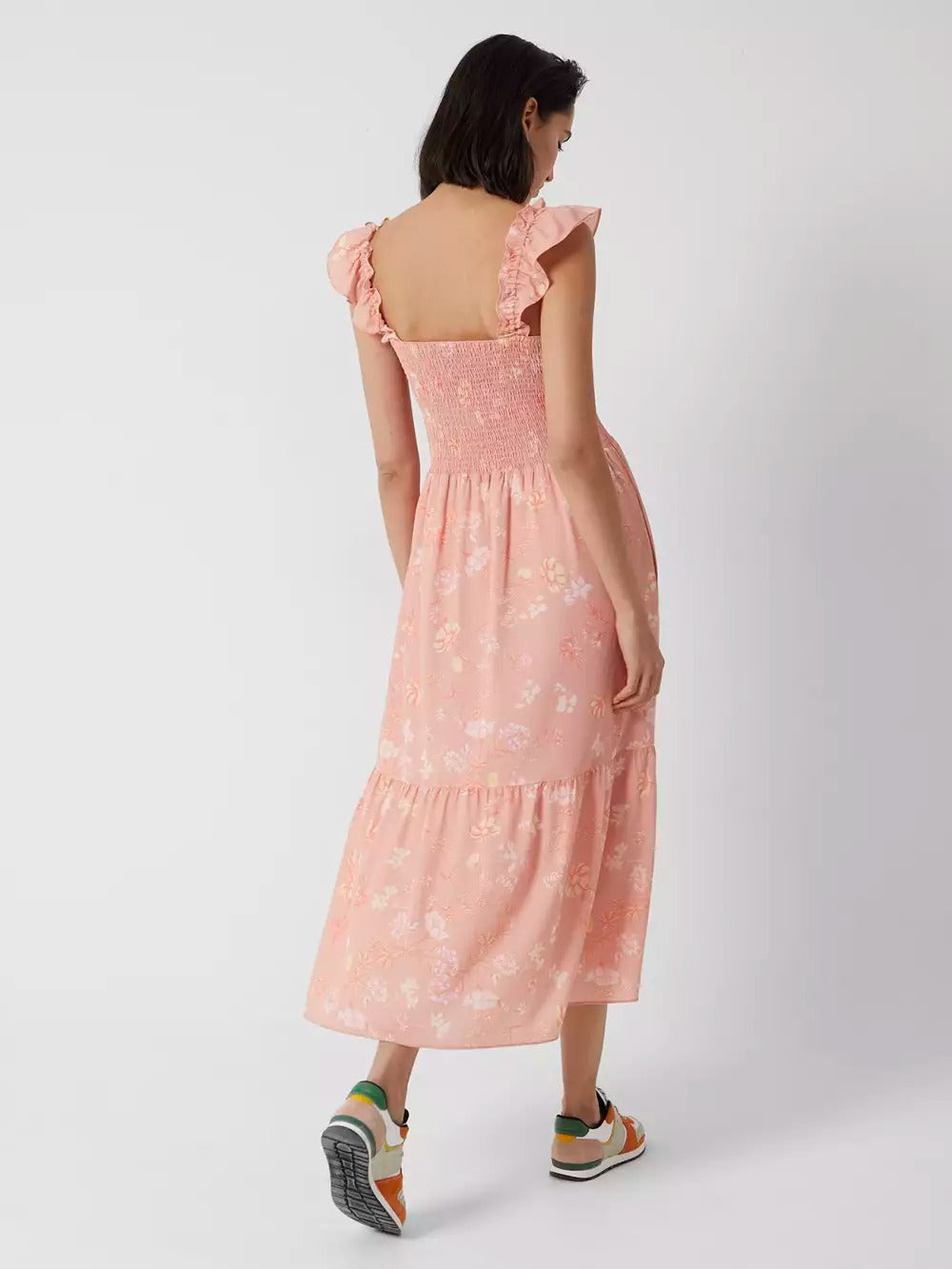 French Connection Diana Verona Drape Frill Dress Coral Pink product image