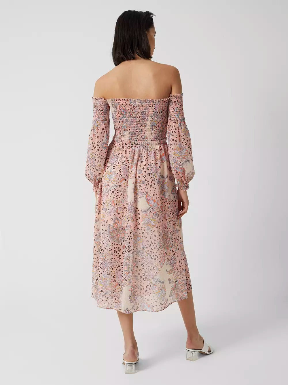 French Connection Demetra Recycled Hallie Crinkle Dress Peach Nectar