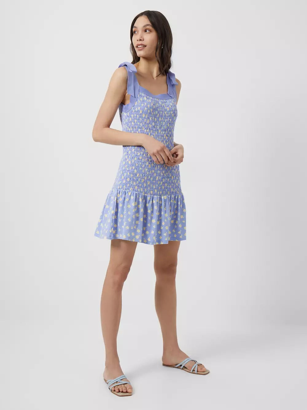 French Connection Peony-Doria Eco Ruched Dress Paradiso Blue product image