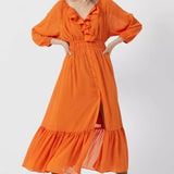French Connection Anna Cora Pleated Button Down Maxi Dress Orange product image
