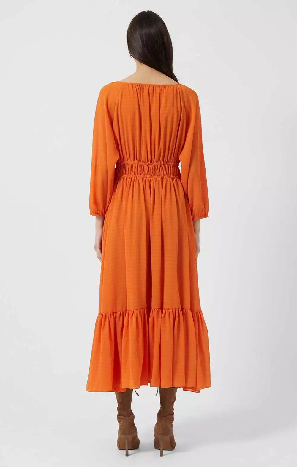 French Connection Anna Cora Pleated Button Down Maxi Dress Orange product image