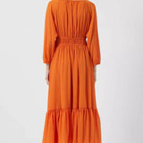 French Connection Anna Cora Pleated Button Down Maxi Dress Orange product image
