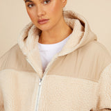 Little Mistress Cream Borg Hooded Jacket By Vogue Williams product image
