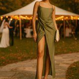 Asos Design Washed Cami Midi Dress With Drape Skirt In Green