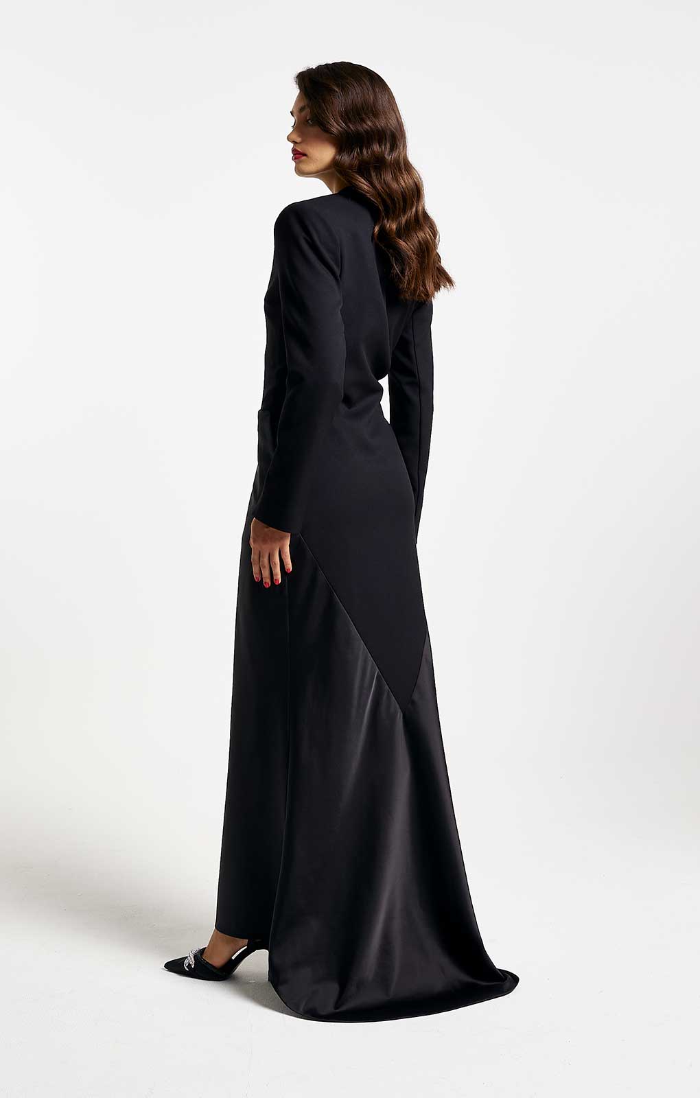 River Island Black Satin Tailored Maxi Dress