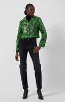 French Connection Elisa Snake Vegan Leather Cropped Biker