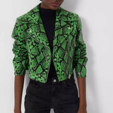 French Connection Elisa Snake Vegan Leather Cropped Biker