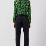 French Connection Elisa Snake Vegan Leather Cropped Biker