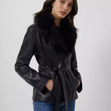 French Connection Etta Vegan Leather Faux Fur Short Jacket product image