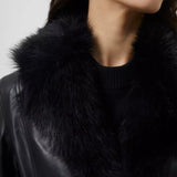 French Connection Etta Vegan Leather Faux Fur Short Jacket