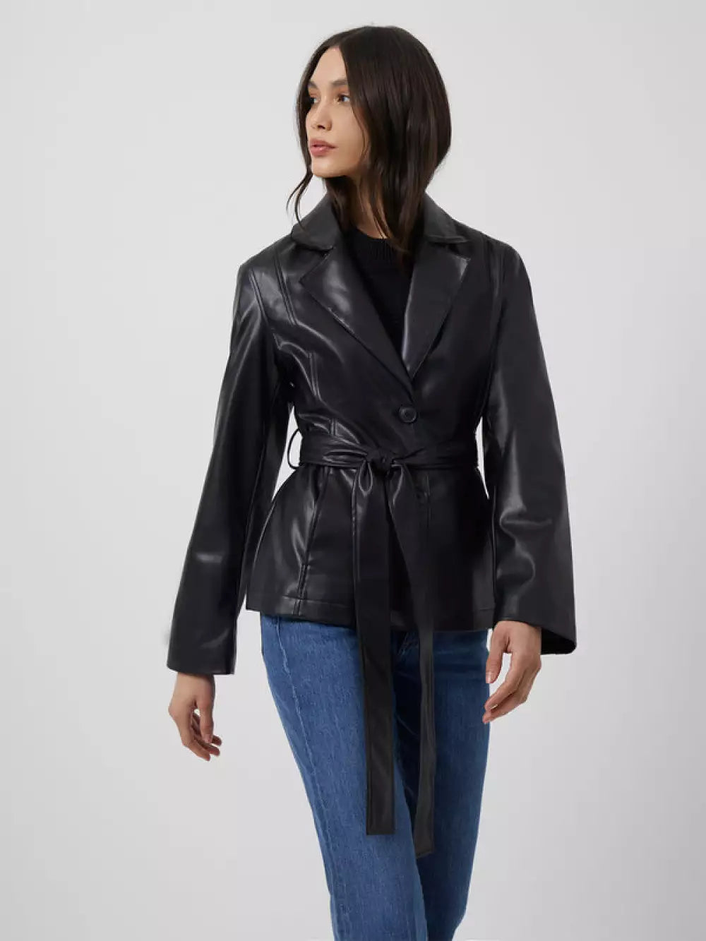 French Connection Etta Vegan Leather Faux Fur Short Jacket product image