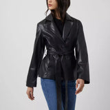 French Connection Etta Vegan Leather Faux Fur Short Jacket