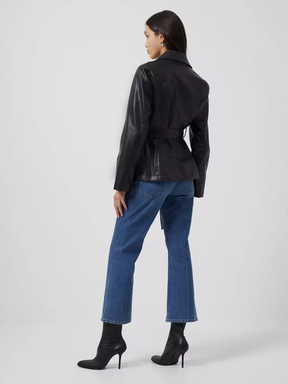 French Connection Etta Vegan Leather Faux Fur Short Jacket