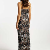 River Island Black Sequin Floral Bodycon Maxi Dress product image