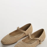Glamorous Raffia Mary-Jane Ballet-Flats