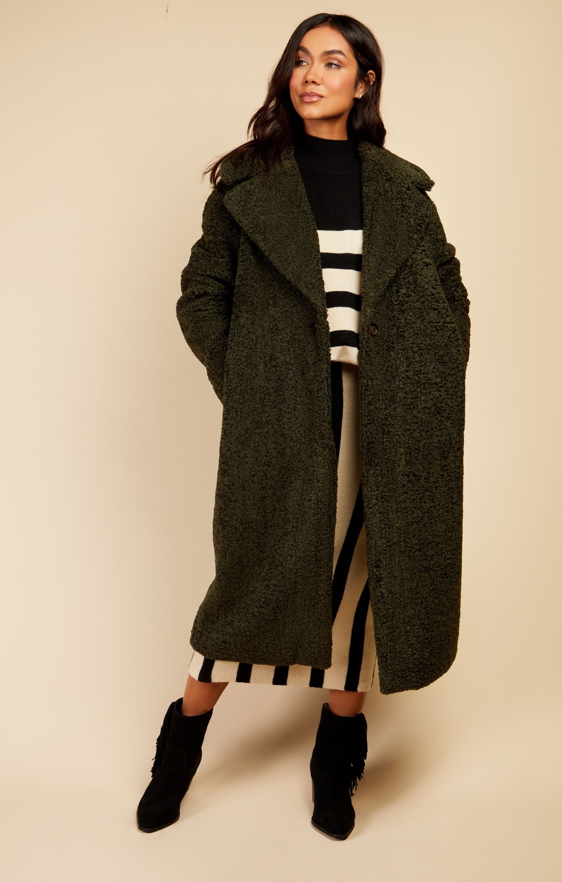 Little Mistress Green Teddy Coat by Vogue Williams product image