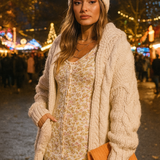 Asos Design Long Sleeve Mini Shirt Dress In Cream Ditsy Floral