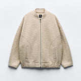 Zara Oversized Boucle Bomber Jacket