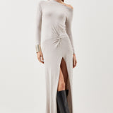 Karen Millen Viscose Blend Twist Knot Cold Shoulder Knitted Maxi Dress