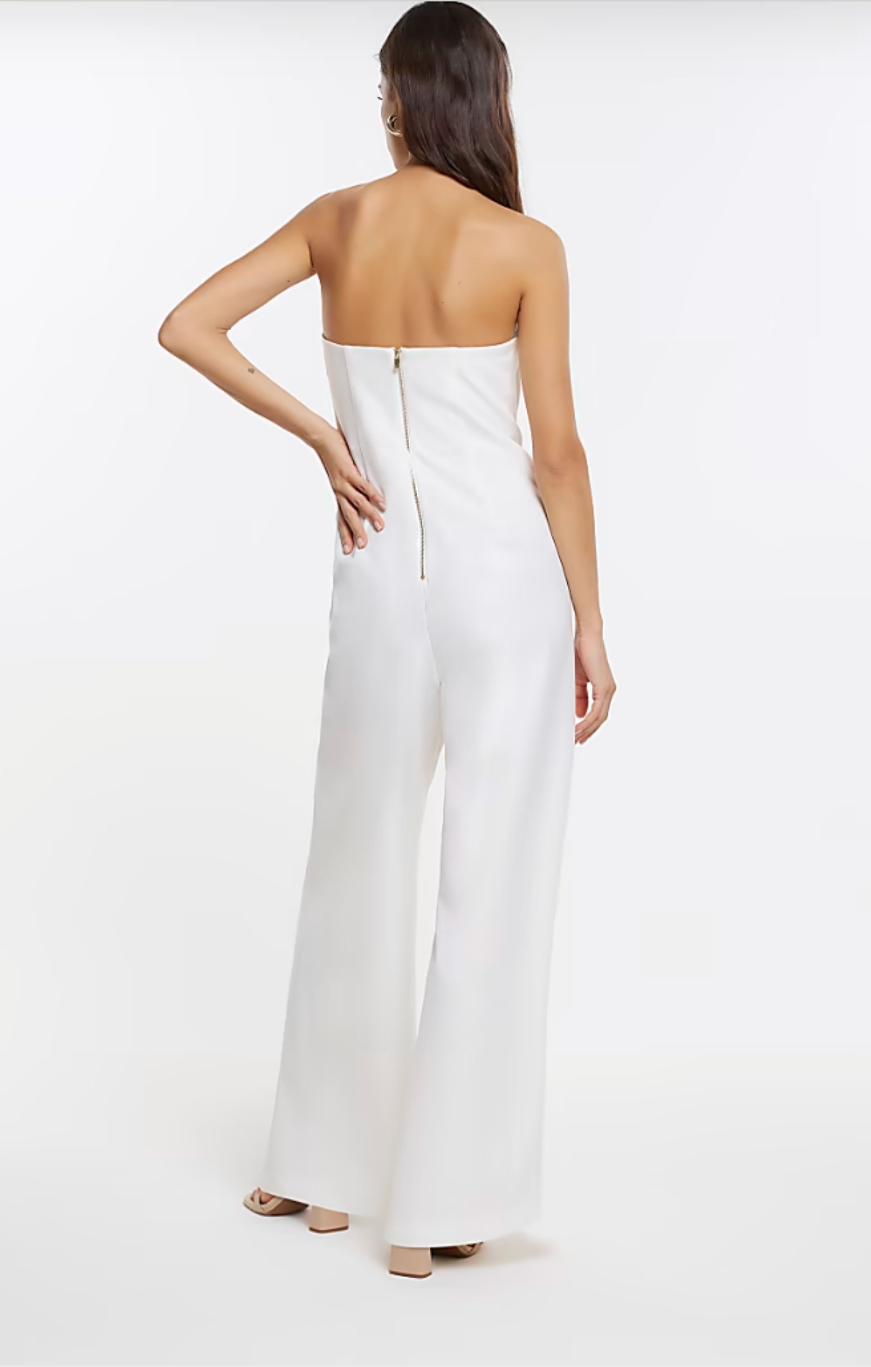River Island White Bandeau Jumpsuit