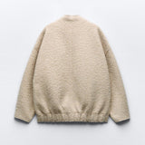 Zara Oversized Boucle Bomber Jacket