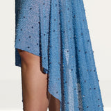Oh Polly Soustans Embellished Handkerchief Hem Gown Skirt in Smokey Blue