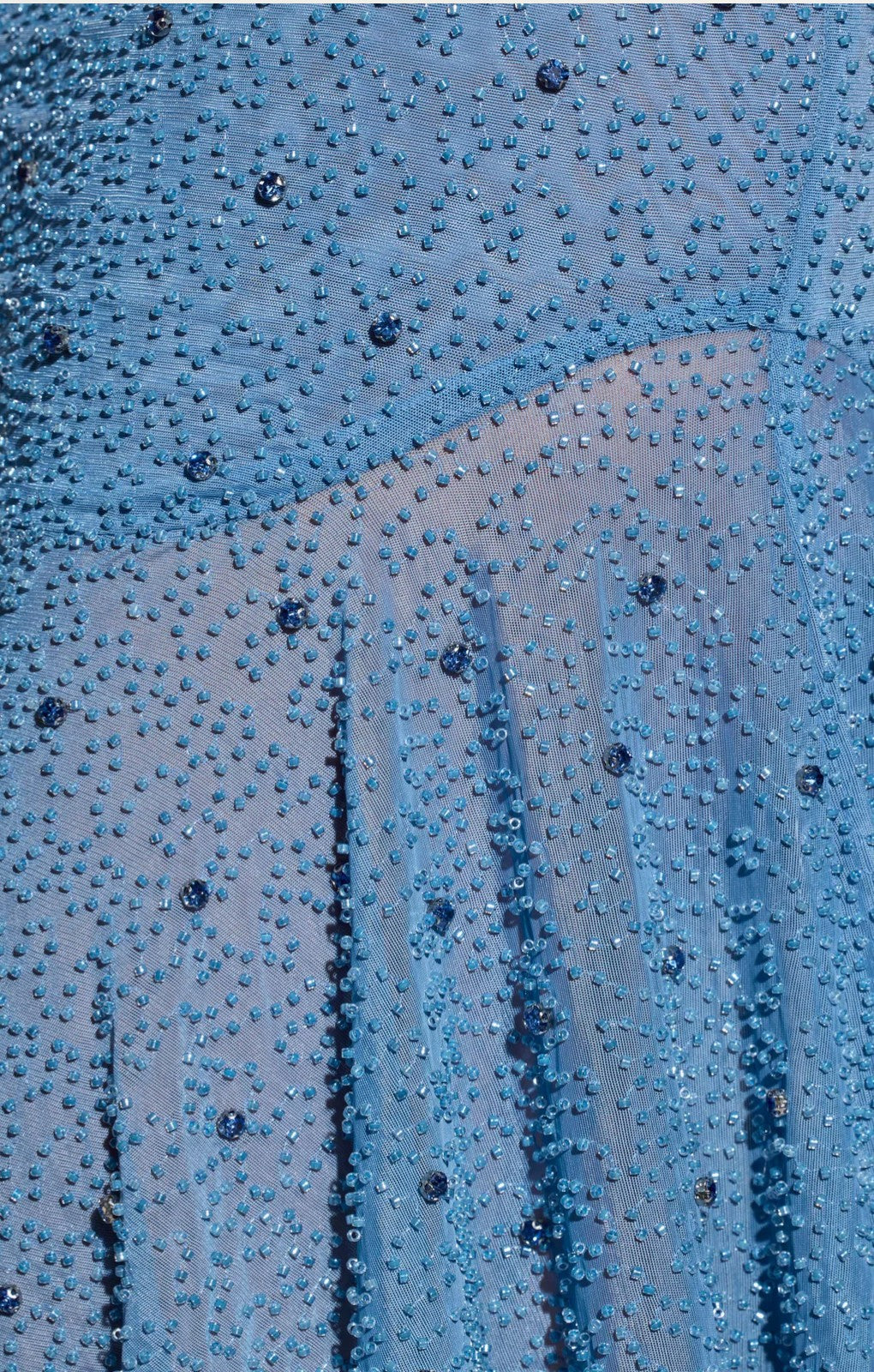 Oh Polly Soustans Embellished Handkerchief Hem Gown Skirt in Smokey Blue
