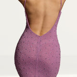 Oh Polly Duhamel Embellished Asymmetric Maxi Dress in Grape
