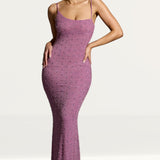 Oh Polly Duhamel Embellished Asymmetric Maxi Dress in Grape