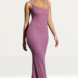 Oh Polly Duhamel Embellished Asymmetric Maxi Dress in Grape