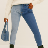 Topshop Colour Block High Rise Jamie Jeans In Multi