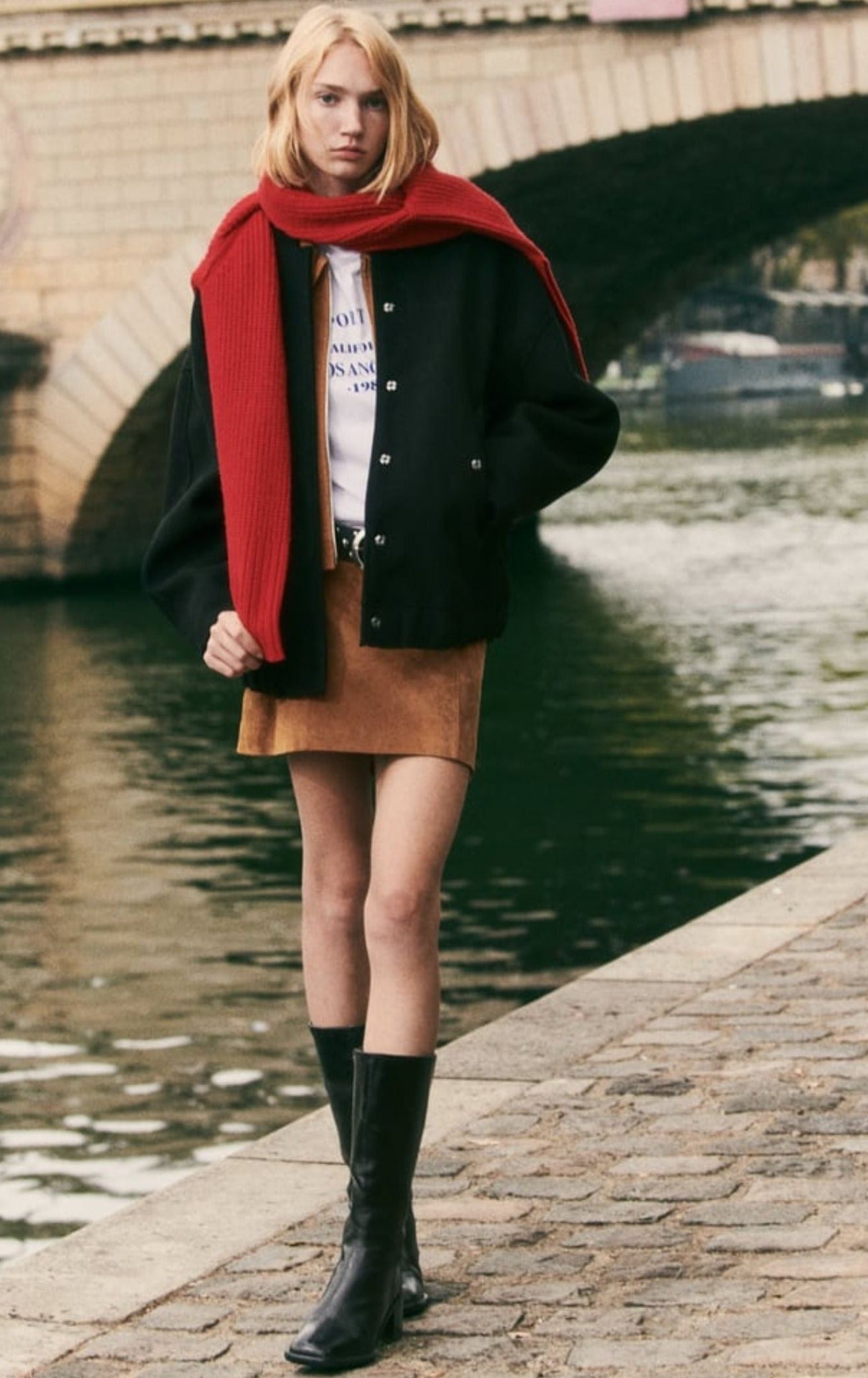 Zara Oversized Felt Bomber Jacket