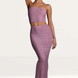 Oh Polly Melisande Embellished Mid Rise Gown Skirt in Light Pink