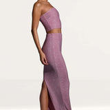Oh Polly Melisande Embellished Mid Rise Gown Skirt in Light Pink