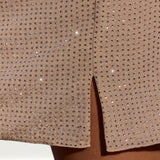 Oh Polly Arabella Embellished High Neck A-Line Mini Dress in Gold