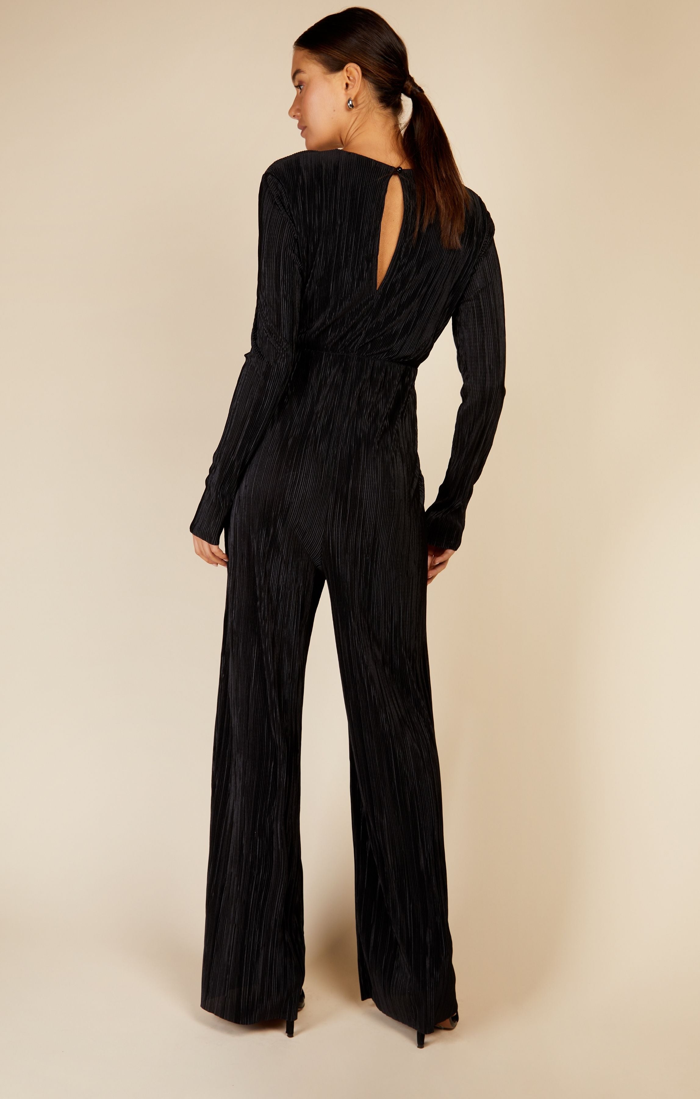 Little Mistress Black Plisse Jumpsuit by Vogue Williams