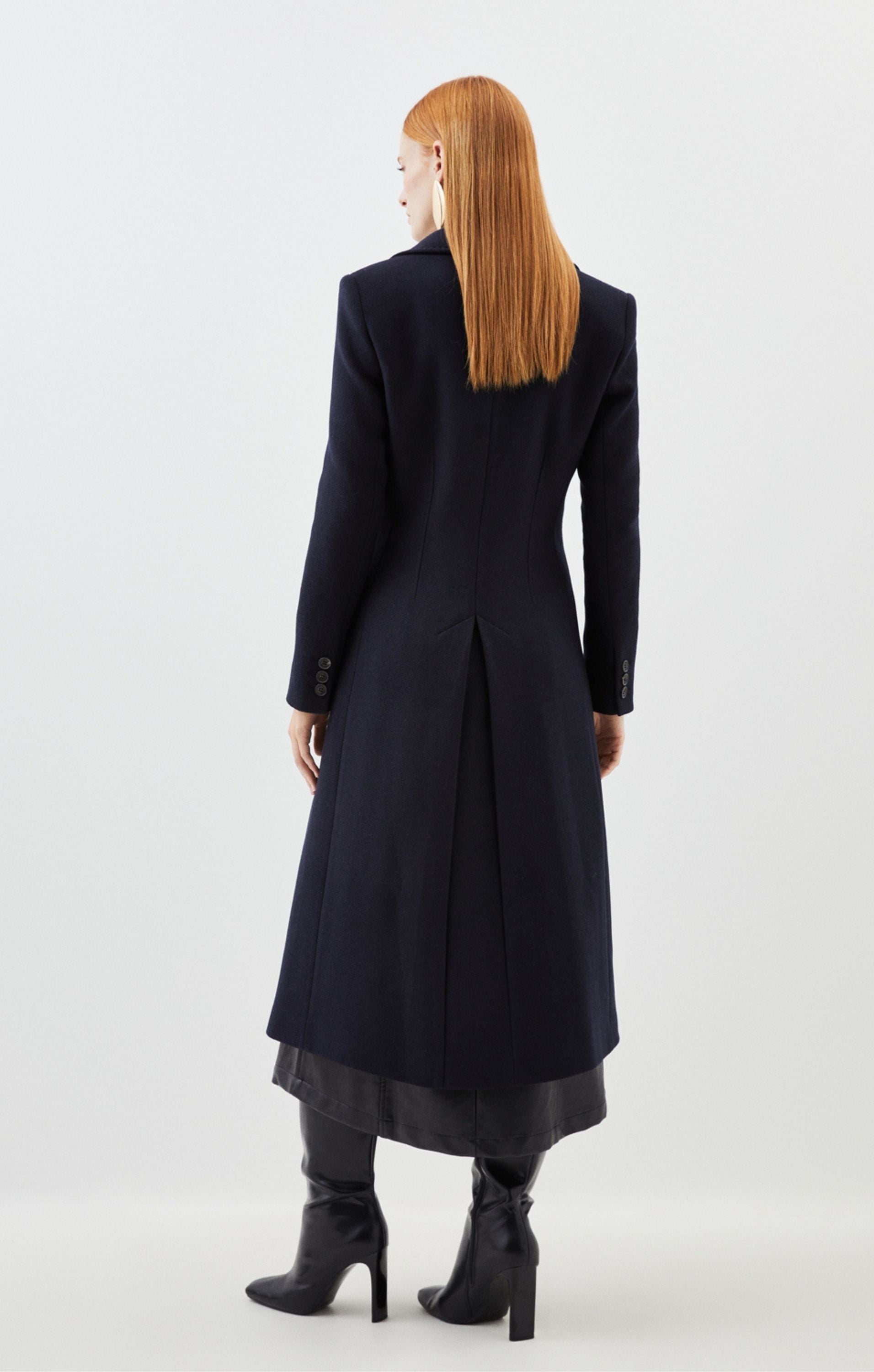 Karen Millen Italian Wool Double Breasted Longline Coat