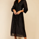 Little Mistress Black Metallic Chevron Midaxi Shirt Dress product image