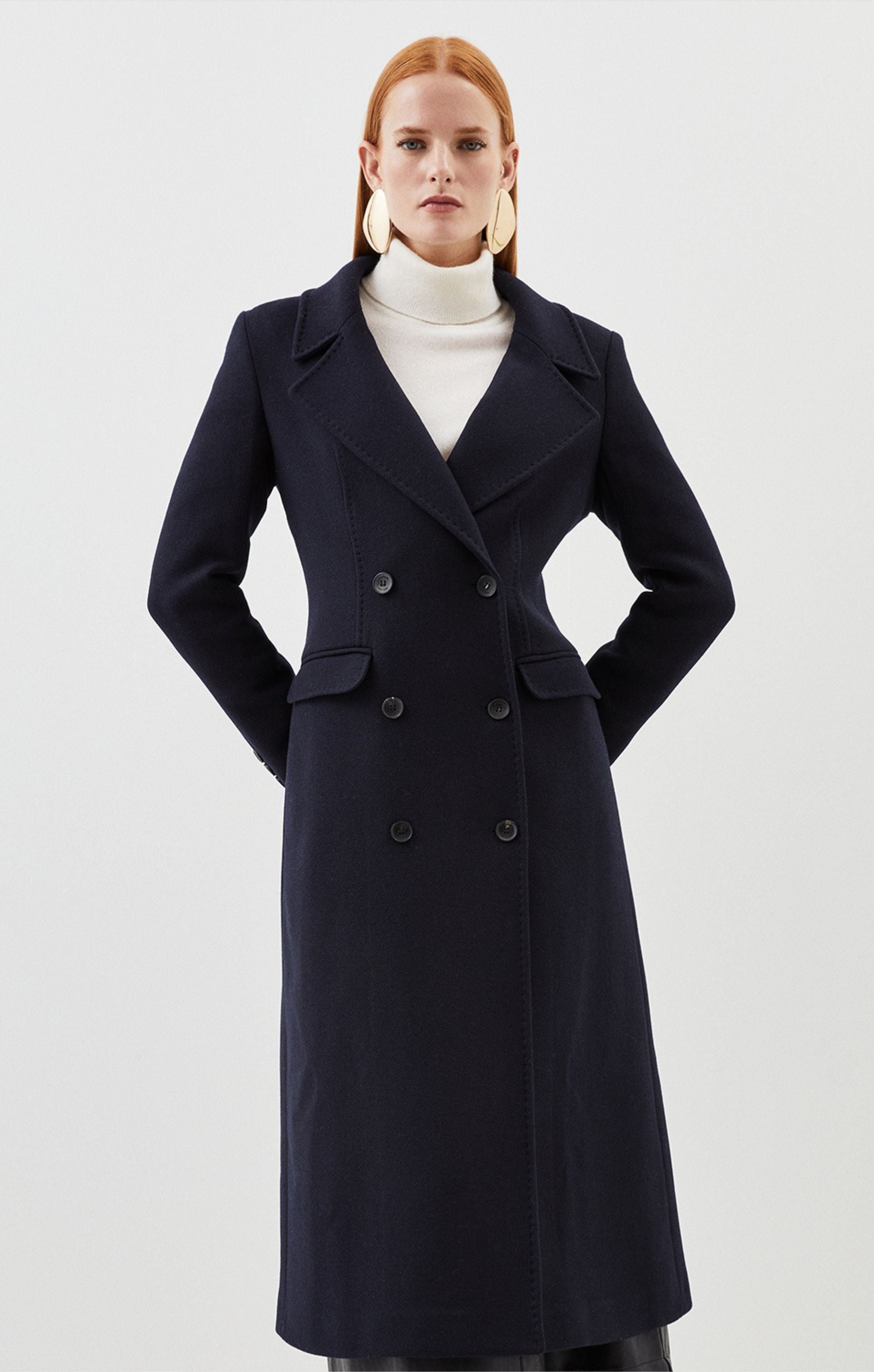 Karen Millen Italian Wool Double Breasted Longline Coat product image