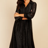 Little Mistress Black Metallic Chevron Midaxi Shirt Dress