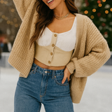 Asyou Corset Satin Mix Top In Natural