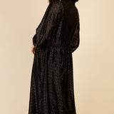 Little Mistress Black Metallic Chevron Midaxi Shirt Dress