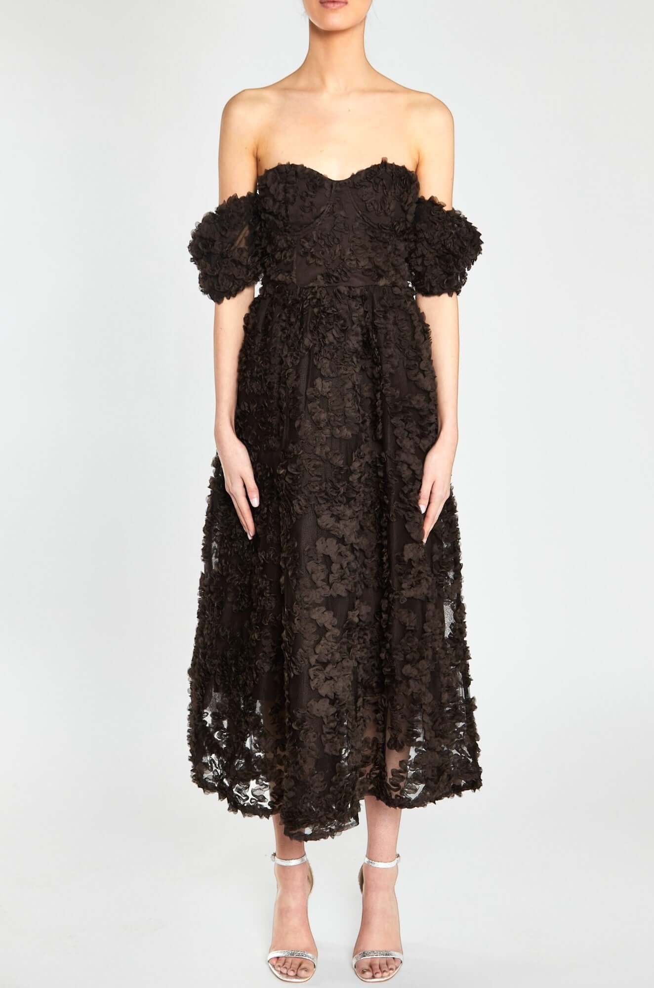 True Decadence Amelia Chocolate Bustier Midi Dress
