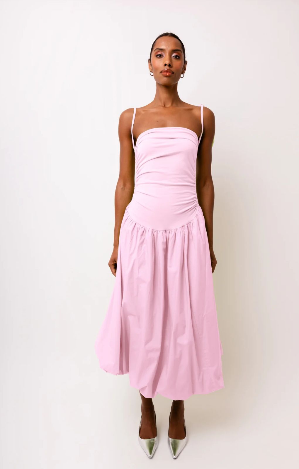 amy lynn pink dress Amy Lynn Sleeveless Tulle Midi Dress In Pink Red