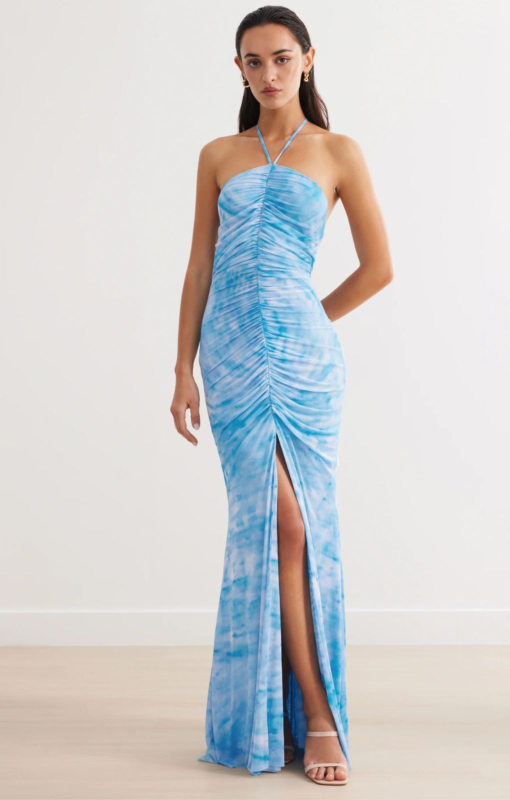 Lexi Amber Blue Split Front Maxi Dress