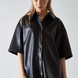 Glamorous Black PU Co-ord Boxy Oversized Shirt
